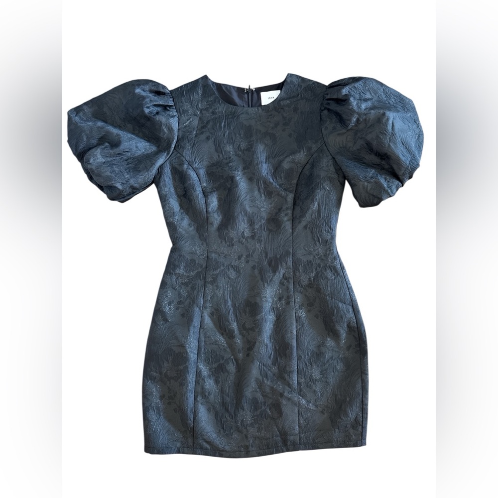 FF3 Black Sparkle Fabric Dress with Puffer Sleeves Size Small